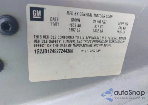 2002 Pontiac Sunfire Se z USA, uszkodzony, nr VIN 1G2JB124927244300